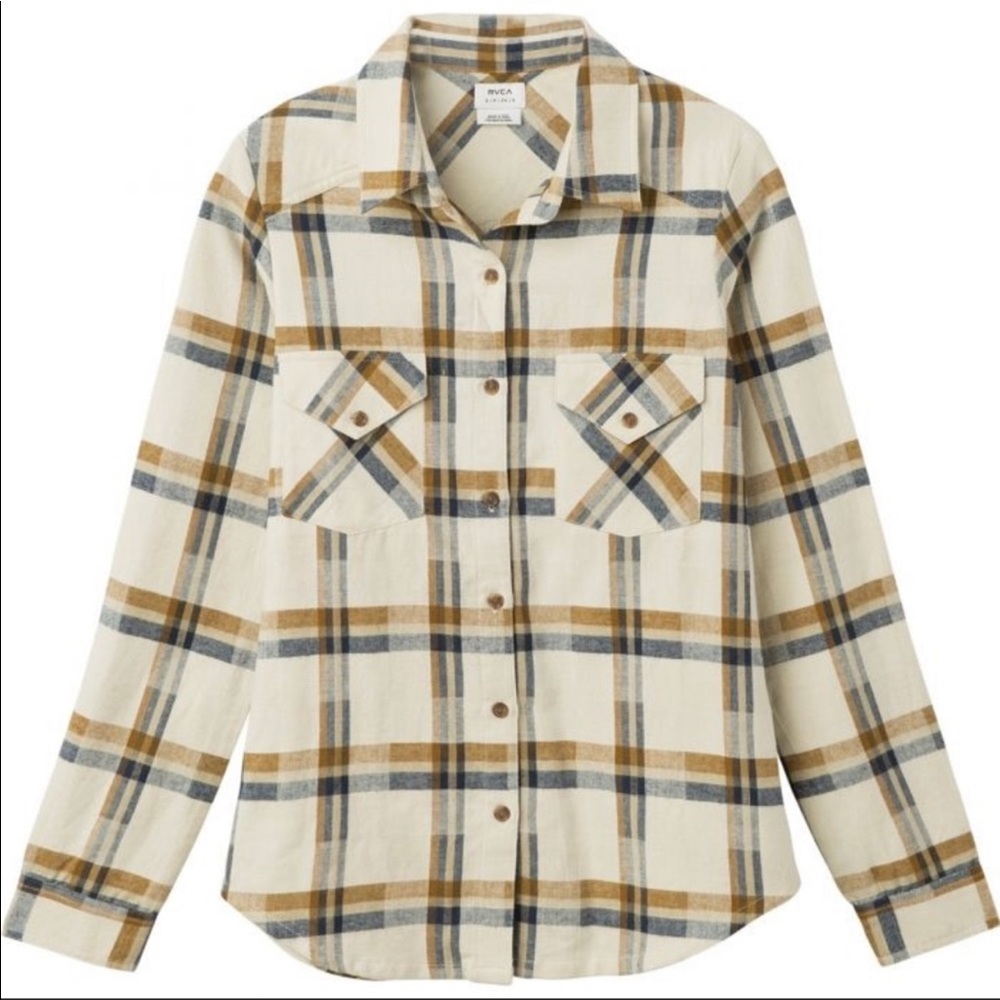 RVCA beige and brown flannel.